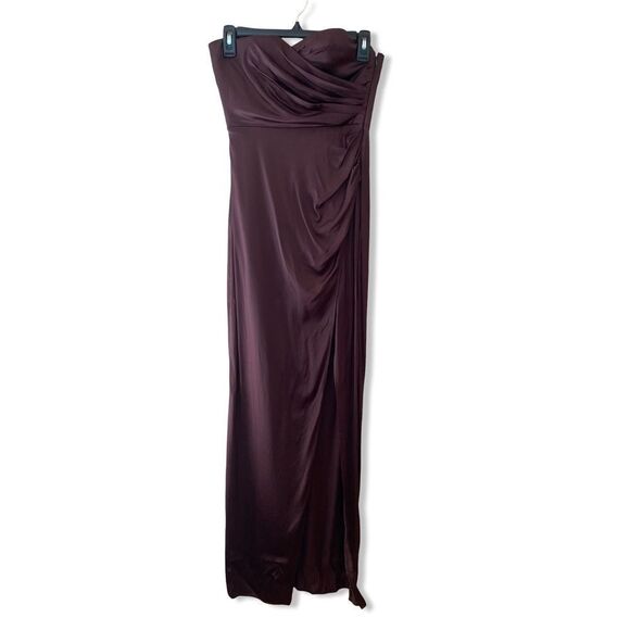 NWT Michael Costello x REVOLVE Dimity Gown Chocolate Brown satin maxi gown XS - Picture 6 of 10